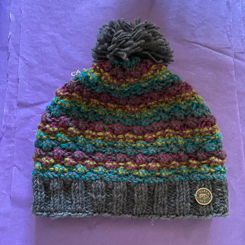 Multi coloured Wool Bobble Hat