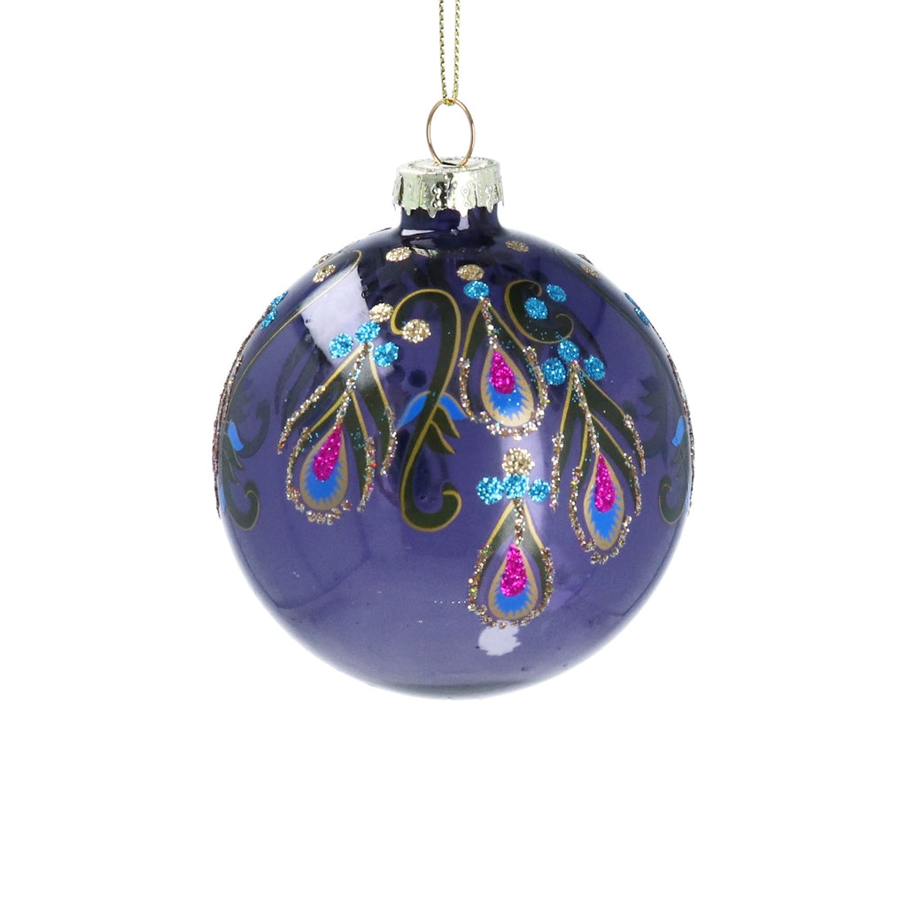 Peacock Christmas Glass Bauble