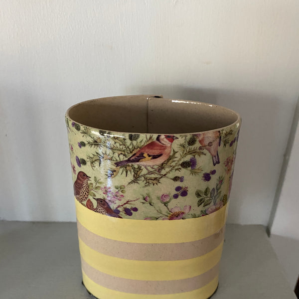 Oval Yellow Striped Vase By Virginia Graham