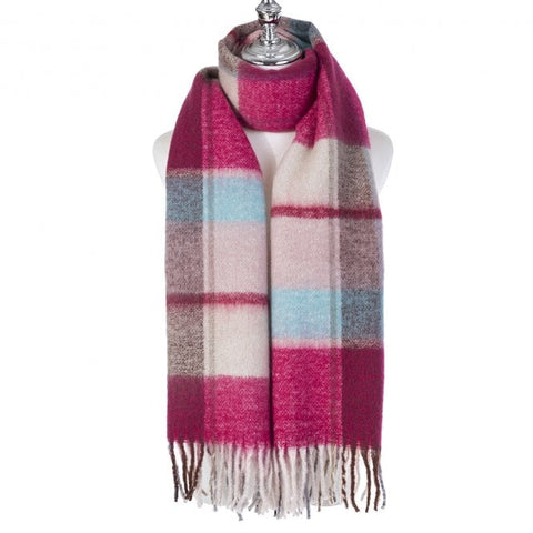 Pink Blue Checked Scarf