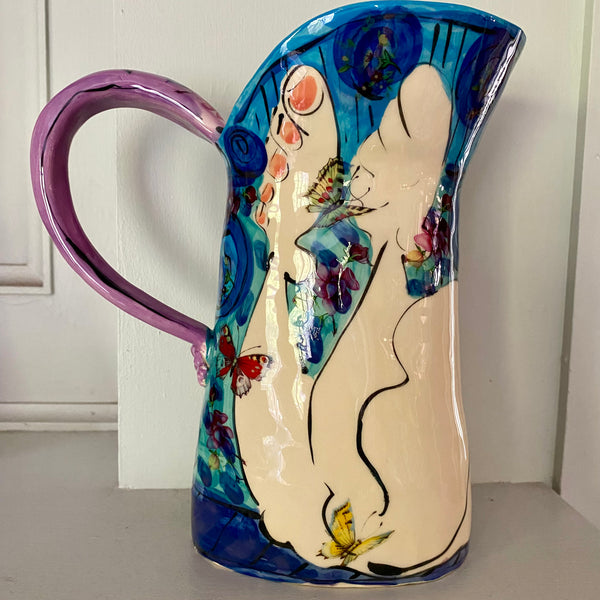 Medium Blue Jug by Karen Atherley