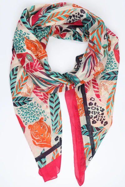 Jungle Tiger Head Cotton Scarf