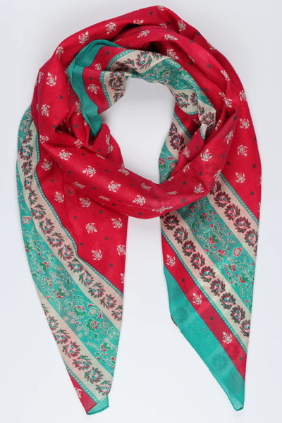 Hot Pink and Green Cotton Scarf