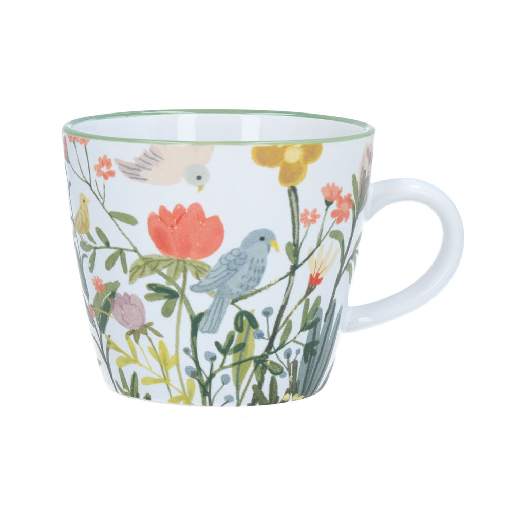 Stoneware Mug Birds and Flowers