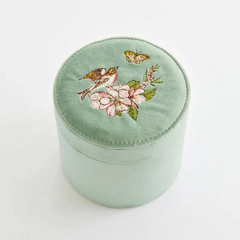 Song Bird Blue Embroidered Jewellery Box