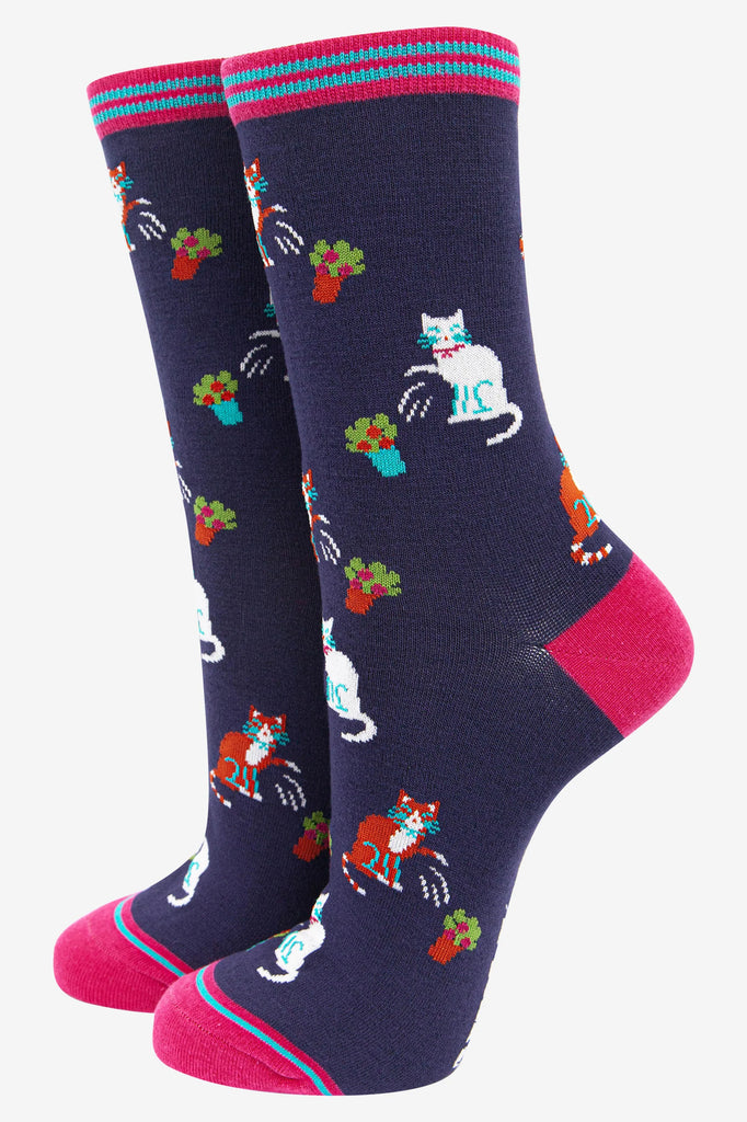 Cats And Flowers Socks