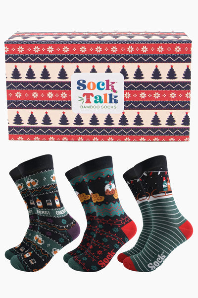 Men's Box of 3 Socks - Festive Food and Drink