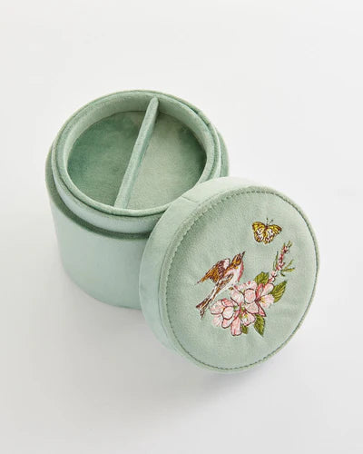 Song Bird Blue Embroidered Jewellery Box