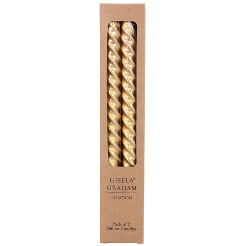 Twisted Taper Dinner Candles Gold