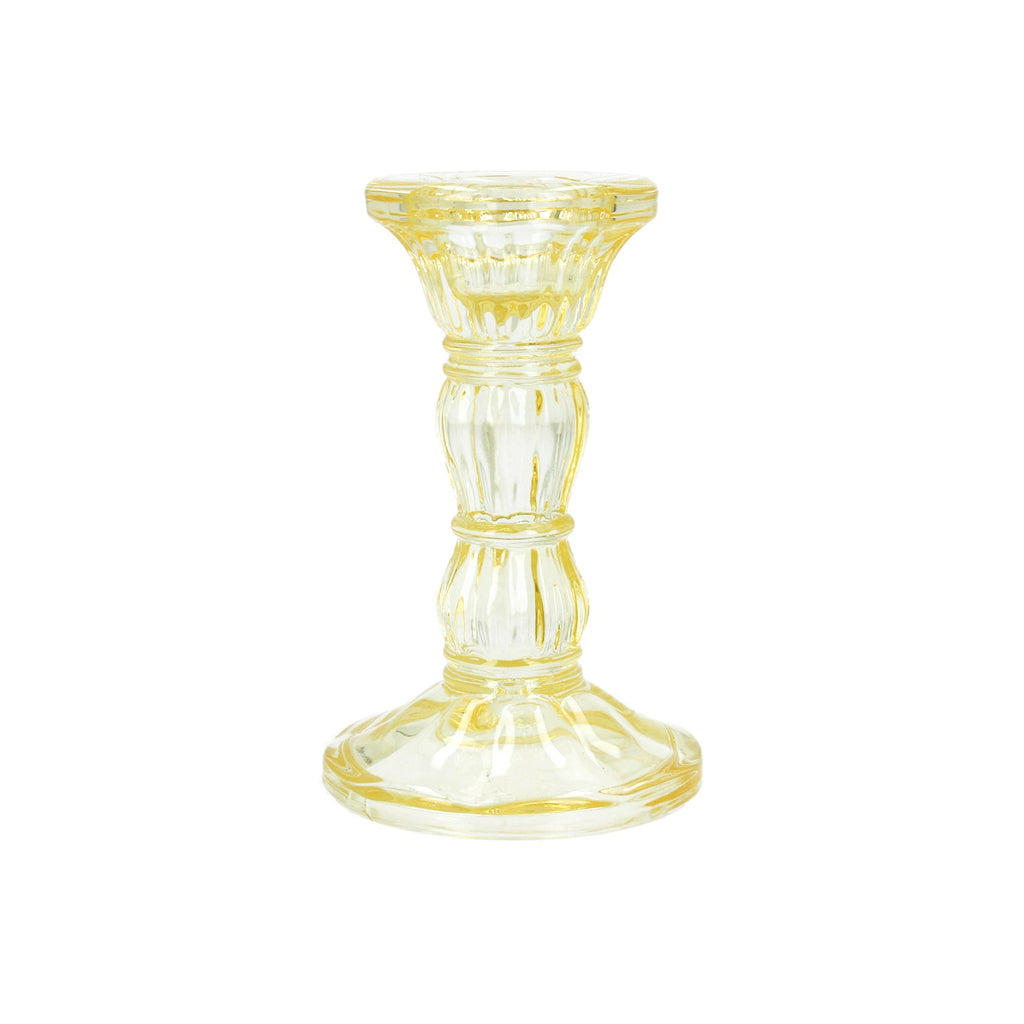 Pastel Yellow Glass Candlestick holder