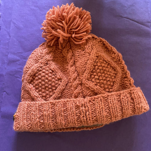 Peach Wool Bobble Hat