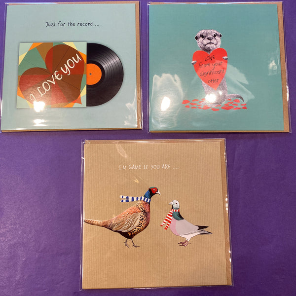 Cards - Love pheasants, otters, records