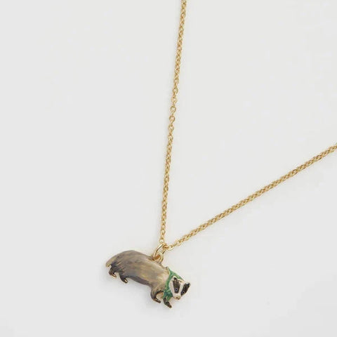 Badger with Scarf Charm Necklace