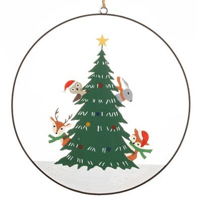 Woodland Friends around the Tree - Christmas Wreath