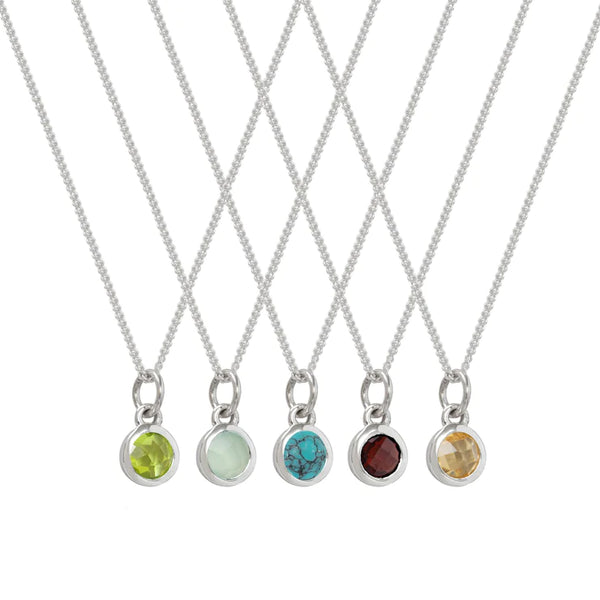 Silver Necklace with birthstone