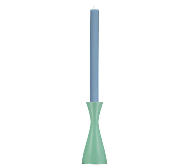 Opaline Green Wooden Candlestick holder