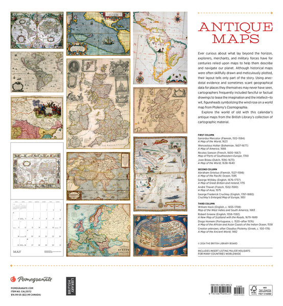 Wall Calendar 2025 Antique Maps