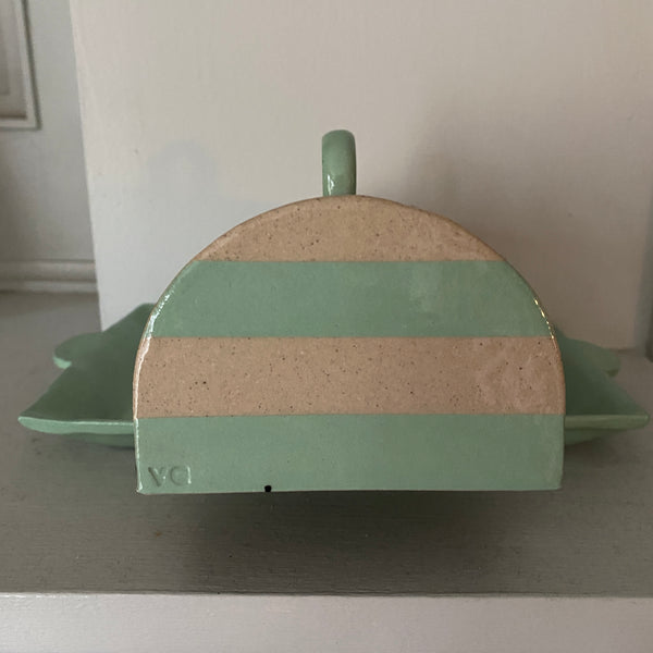 Floral Green Butter Dish By Virginia Graham