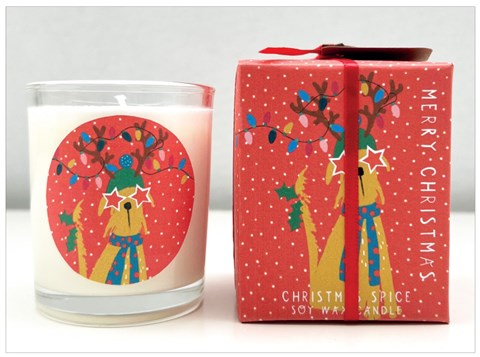 Merry Christmas Dog Mini Candle - Christmas Spice