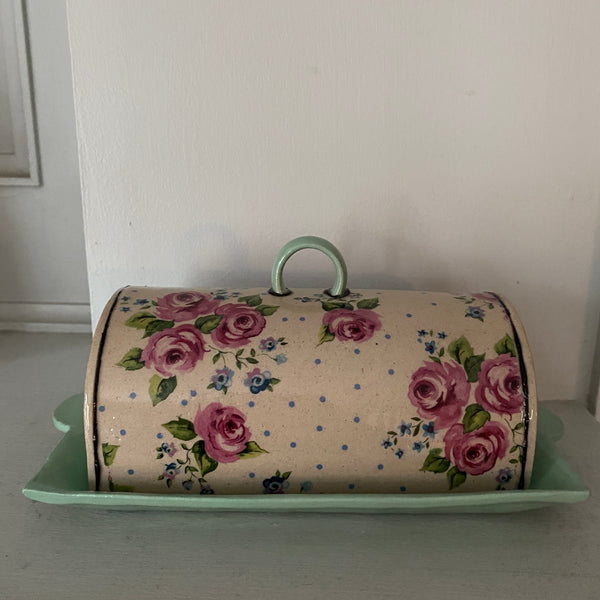 Floral Green Butter Dish By Virginia Graham