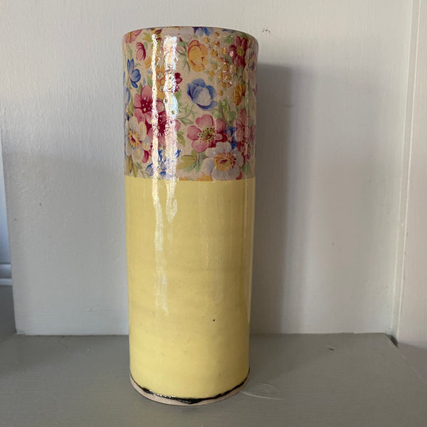 Large Yellow Bud Vase By Virginia Graham