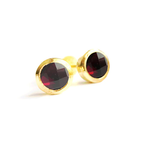 Garnet Birthstone Gold Earrings