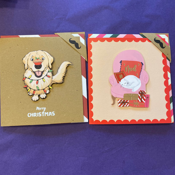 Christmas Cards 3D Cats and Dogs