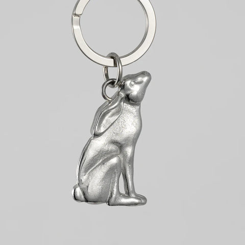 Moon Gazing Hare Key ring Pewter