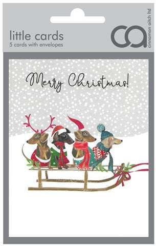 Dogs on Sleigh  - Christmas Card Pack