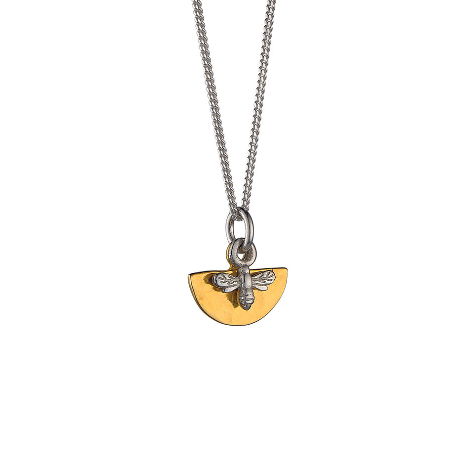 Bee necklace half gold disc