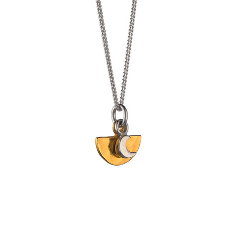 Moon necklace half gold disc