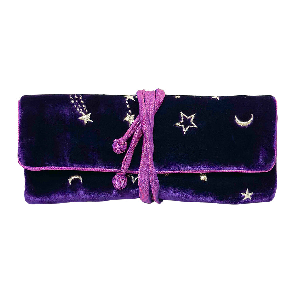 Moon and Stars Purple Jewellery Roll