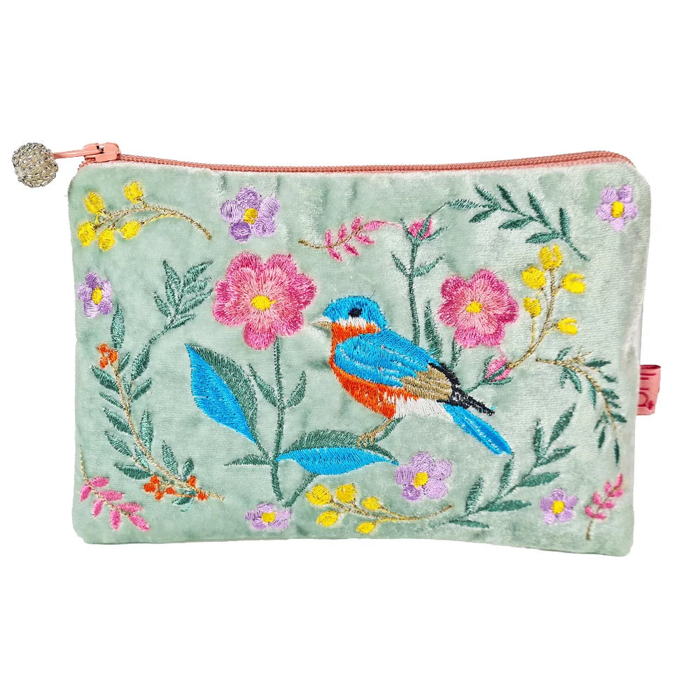 Bird and Flower Mint Purse