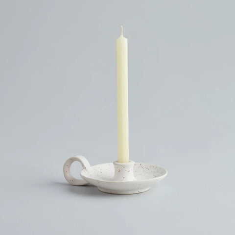 White handled Ceramic 1/2" candle holder