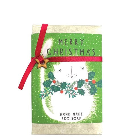 Merry Christmas White Cat Soap