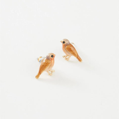 Enamel Robin Earrings