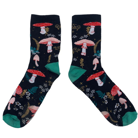 Mushroom Forage Black Socks