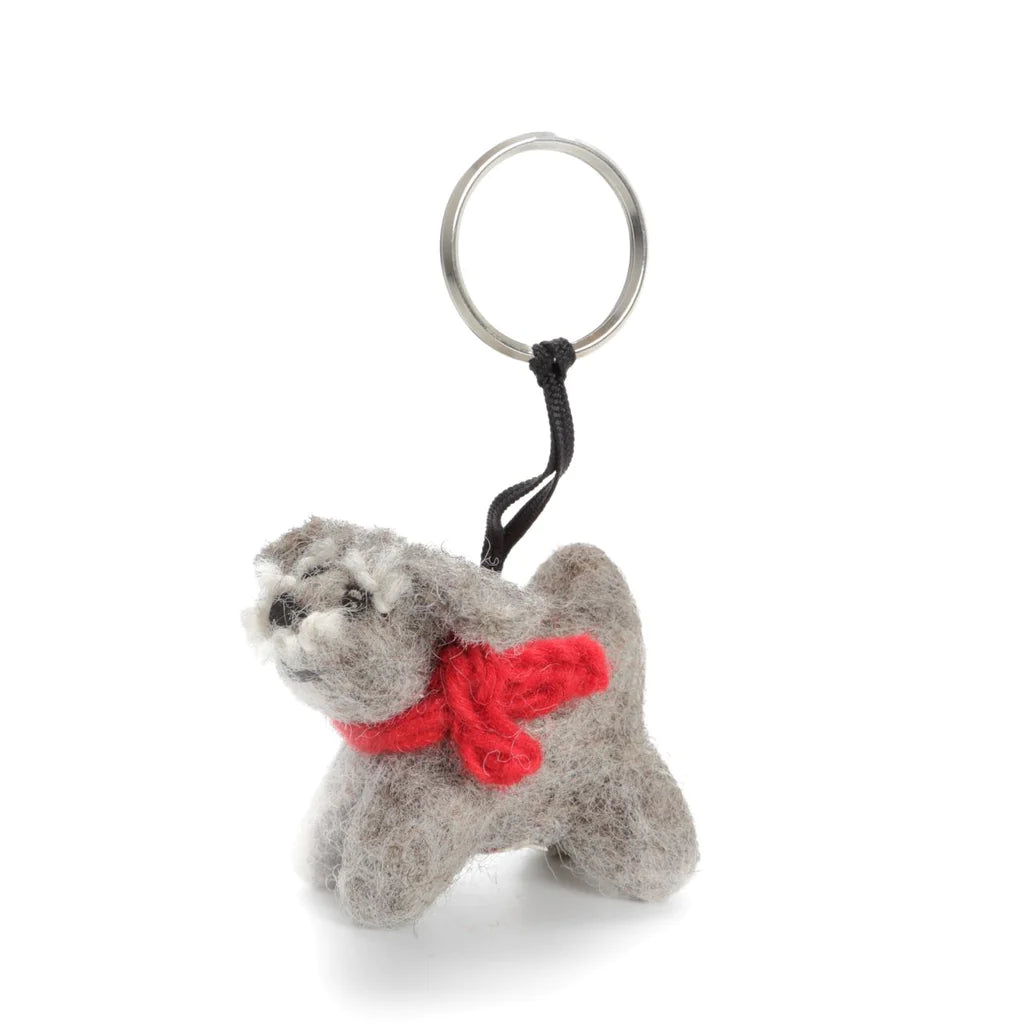 Felt Grey Dog Key Ring