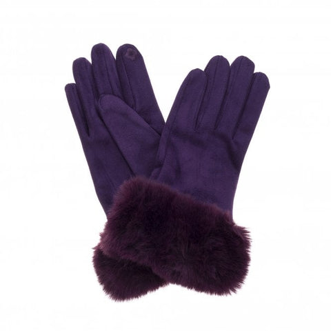 Purple Fur Trimmed Gloves