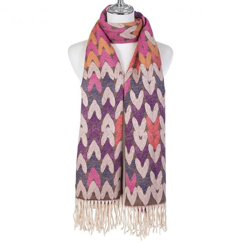 Pink Purple heart tasselled Scarf