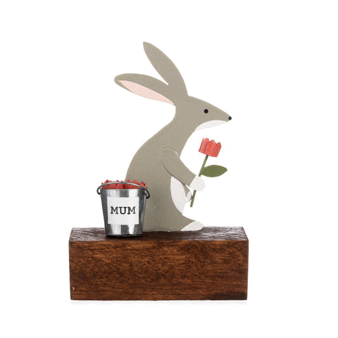 Rabbit with Rose for Mum Decoration