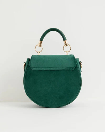 Robin Embroidered Green Velvet Saddle Bag