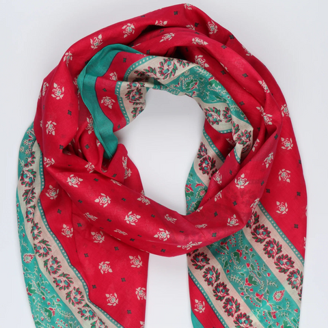 Hot Pink and Green Cotton Scarf