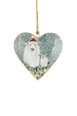 Sheep in Snow Tin Heart