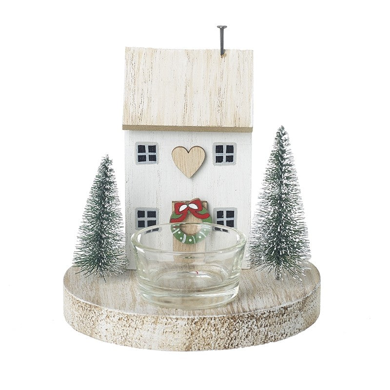 Wooden House Tea Light Holder