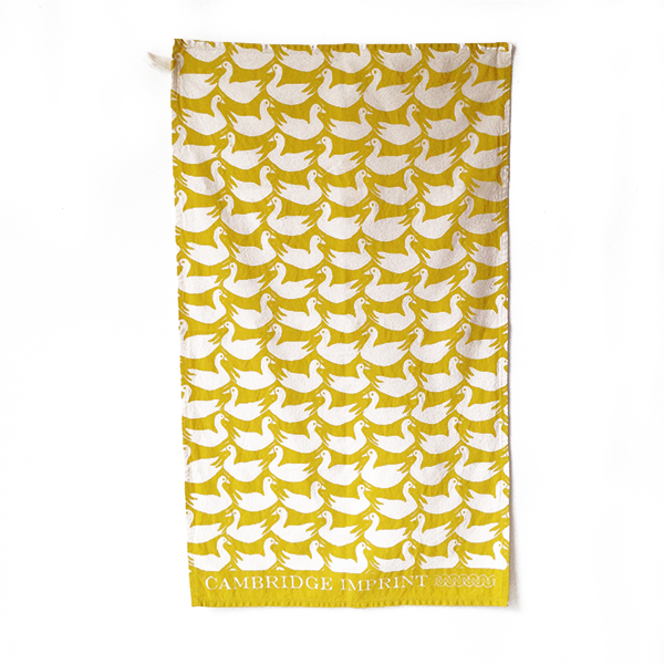 Duck and Rabbit Yellow Tea Towel