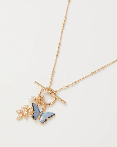 Blue Enamel Butterfly Necklace