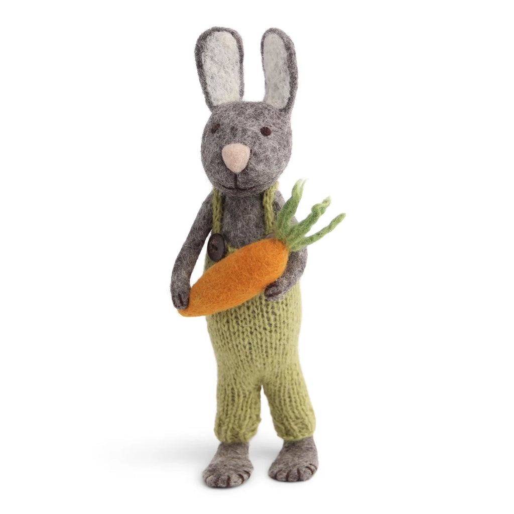 Grey Bunny with Green Pants and Carrot