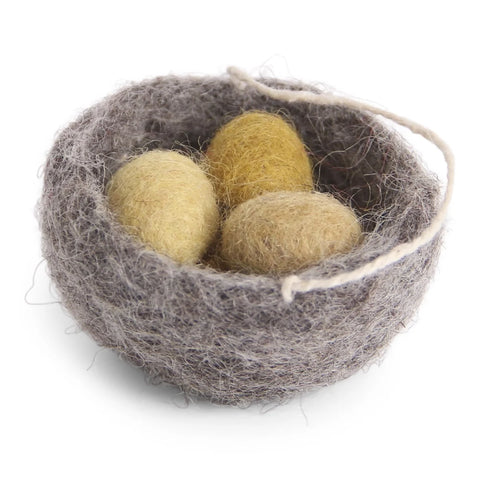 Nest of Yellow Felt Eggs