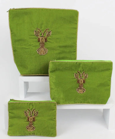 Lobster Beaded Velvet Green Bags